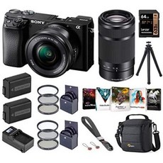 Sony Alpha A6100 Mirrorless Digital Camera with 16-50mm and 55-210mm Lens (Black) Complete Bundle, One Color_One Size, 상세 설명 참조0, 상세 설명 참조0
