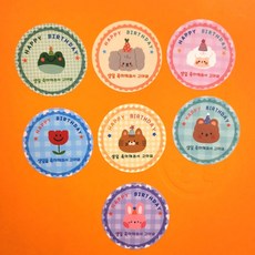 생일 답례 스티커 생일 축하해줘서 고마워 원형 사각 스티커 112매, 1세트, 원형 - 생일축하해줘서 고마워 (112매)