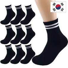 올리싹 5+5 두꺼운 남성용 국산 더블쿠션 두줄 스포츠 중목 양말, 블랙, 10개 블랙