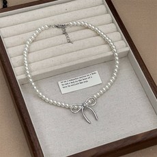 메탈 리본 초커 목걸이 여성용 심플 쇄골사슬 Women's Necklace