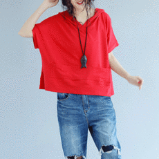 옴니아 여성여름티셔츠 기본 반팔후드티 시원한 빅사이즈Z08
