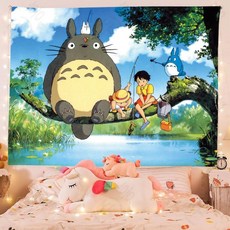 미야자키 하야오 애니메이션 패브릭 포스터 벽 침실 방직물 포스터