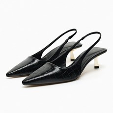 ZARA 자라 여성화 블랙 벨벳 리본 뮬러힐 샌들