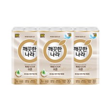 깨끗한나라 촉앤감 시그니처 쉬폰 27m 30롤 3개, 90개