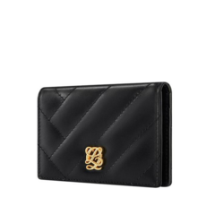 루이까또즈 여성 블랙 소가죽 엘퀼팅 로고 슬림 2단 카드지갑 SR1QT04FJ8BL