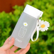 로프 귀여운 데이지 프리 물병 휴대용 음료용기 플라스틱 프로스트 여행용 차 컵, 11. Style1- Matte A