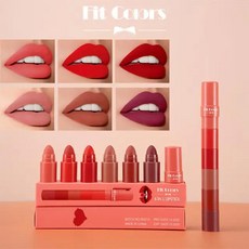립팔레트 휴대용 미니 립스틱 립 메이크업 펜 틴트 안료 벨벳 매트 화장품 6 인 1, [01] Lipstick, 1.Lipstick, 1개