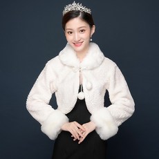 신부 퍼 케이프 결혼 권주복 들러리 쁘띠 모조모피 겨울 두꺼운 보온 망토