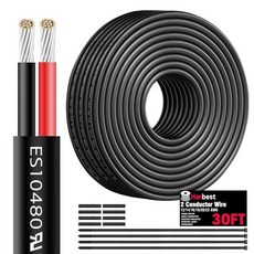Hanbest 차수막 수방용 마대 모래주머니 차수판 홍수 18 게이지 와이어 2 도체 전기 AWG 30FT 18Ga 자동차 12V 저전압 주석 도금 구리 케이블 용 LED 스트, 1개