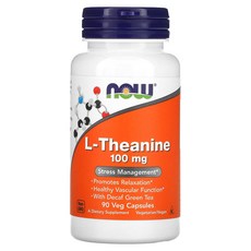 Now Foods L-테아닌 100mg 90 베지캡슐, 90정, 1개