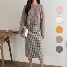 여성 꽈배기 울 혼방 라운드 알파카 니트 여성 니트티