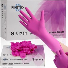 FINTENX 핑크 니트릴 일회용 라텍스 프리 장갑 3.5ml 100PCS 파우더 청소 건강 검진 음식, Pink (Small 100), 1개