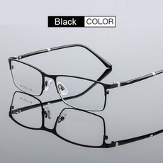 남성용 레저 금속 광학 안경 초경량 근시 9882 강철 플레이트 패션, Black, 1개