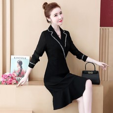 가을옷 빅사이즈 여성의류 귀부인 가볍게 사치한 배가리기 슬림핏