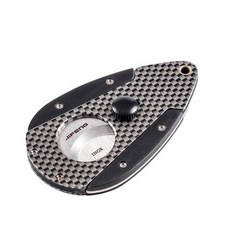 Dxon 탄소 섬유 럭셔리 휴대용 시가 커터 날카로운 여행 더블 에지 액세서리, Black, 1개
