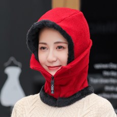 겨울 승차 여성 남자 보온 기모 융 니트 귀목 넥워머 일체 중년 아버지 엄마