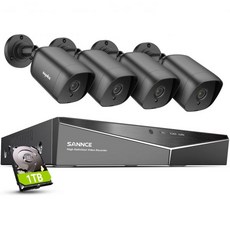 SANNCE 1080P CCTV 카메라 시스템 TVI AHD CVI CVBS 아날로그 IP 카메라와 호환 5 in 1 DVR 하이브리드 디지털 비디오 레코더 IP66 실외 4대 - 디지털비디오레코더