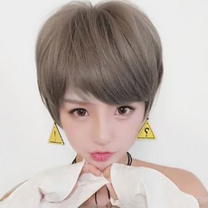 보노 디자인 여성 숏컷스타일 패션 가발, 보노 통 가발 다크브라운 망 없음, 단일옵션