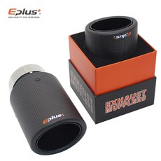 EPLUS 자동차 매트 탄소 섬유 머플러 팁 배기 시스템 파이프 깍지 범용 크림핑 스테인레스 블랙, 1개