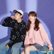 반목폴라 반목니트 꽈배기니트 [토끼스키 연대명] 돈사자 가을 라운드 스웨터 남녀학생
