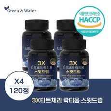 그린앤워터 3X 락티움 프리미엄 타트체리 락티움 90% 테아닌 멜라토닌 식약처 인증, 4개, 30정