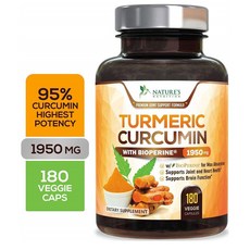 Natures Nutrition turmeric Curcumin 네이처뉴트리션 터메릭 커큐민 1950mg 180정, 1개, 기본