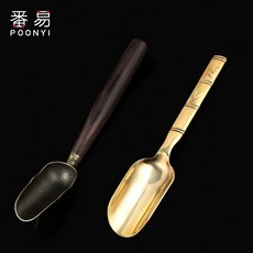 라오농 티 스푼 스테인레스 스틸 흑단 로즈 우드 티 스푼 티 세트 티스푼 티 삽 다도 액세서리 도구 04F2B1LL, 흑단 1 황동 대나무 차 숟가락 1, 1개