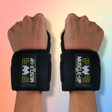 근성장월드 헬스 손목보호대 리스트랩 손목 아대 Wrist wrap, 블랙, 1세트