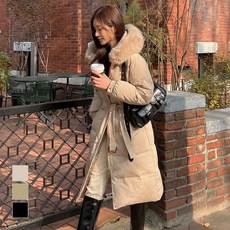 [당일배송] 헤더슨 오리털 90 덕다운 후드 퍼 탈부착 롱 패딩