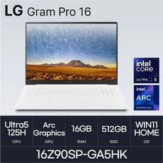 LG전자 그램 프로16 16Z90SP-GA5HK, WIN11 Home, 16GB, 512GB, 화이트