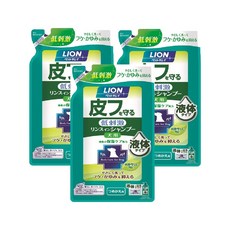 펫키레이 라이온 애견용 강아지 피부를 보호하는 린스 인 샴푸 리필 400ml 3개