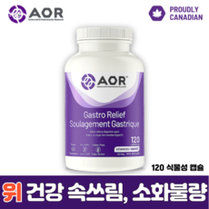 AOR Gastro Relief 120 vegetable capsules 가스트로 릴리프 식물성캡슐 위 건강 위장강화 속쓰림 소화 위장약, 1개, 120정