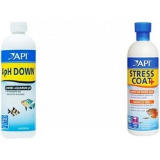 담수 수족관용 API 수족관 pH 조절기 및 스트레스 코트 워터 컨디셔너 16온스 병, 16 oz_Down + STRESS COAT, 1개