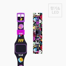 빅키드스트릿 빅키드 kid 키드 국내 최초 향기 시계 led 블랙 # 향기가 솔솔 평소에는 패션 팔찌 버튼을 누르면 숫자가 뿅! #콜라향