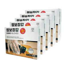김밥용 뽀송 엠보 위생장갑 식품용 주방용, 5개, 200개입