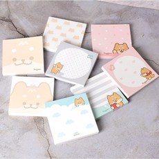 강아지 캐릭터 시바견 떡메모지 100매 8종 1세트, 8종x8세트