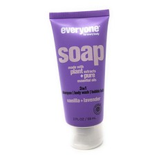 에브리원 솝 3 인 1 샴푸 바디 워시 버블 배스 바닐라 + 라벤더, 1개, 59ml