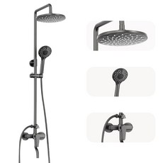 예스카모 해바라기 샤워기 수전세트 스텐 레인샤워, 블랙, 1개