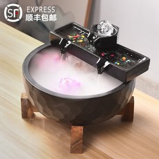 세라믹 물레방아 미니분수대 인테리어 겨울 가습기, 큰 돈 굴리는 어항 십자가 받침돌