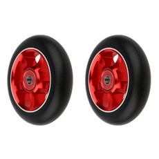 shangren 608 ABEC-9 베어링을 가진 2pcs 100mm 프로 스턴트 스쿠터 교체 바퀴, 100x24mm, 알루미늄 합금 PU, 레드, 2개