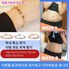 1/1+1 여성 게르마늄팔찌 조절 가능한 컬러풀 지르콘 팔찌 건강팔찌 큐빅 자기요법 다이어트 디톡스 팔찌, 2.5X5mm 색상 혼합