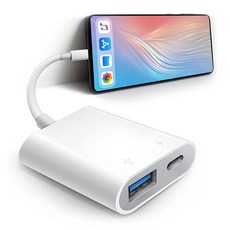  Bqbersyn 아이패드/아이폰용 USB 어댑터 라이트닝 USB 암 OTG 어댑터 SD 카드 리더기/USB 플래시 드라이브/마이크/하드 디스크 및 MIDI와 호환 플러그 앤 