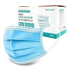 이츠라이프 일회용 덴탈 마스크 대형 블루 50매 벌크포장