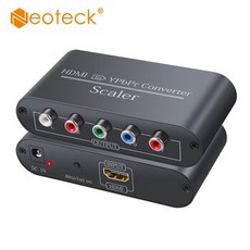[해외] NEOTECK 알루미늄 1080P HDMI 컴포넌트 컨버터 HDMI TO YPBPR 컴포넌트 비디오 어댑터 (RL 오디오 출력 컨버터 포함), Black VC421eu