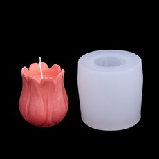 3D 입체 튤립 꽃 향초 실리콘 겔 석고 드립 초콜릿 무스 케이크 장식 장식품, 투명도, 1개