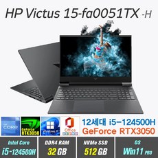 HP Victus 15-fa0051TX + Win11 Pro 포함 / RTX3050 / 인텔12세대 i5 / 게이밍노트북, 32GB, 512GB, 인텔 12세대 i5 12450H, Mica Silver