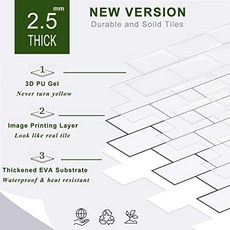 10-Sheet Thicker Design Peel and Stick Subway Tile Stick on Tiles Backsplash for Kitchen B (Blue), Blue