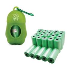  멍냥 반려동물 휴대용 배변봉투 케이스 + 리필봉투, 1545개, 그린 