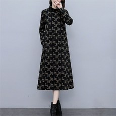 기모 여성 고급 루즈핏 캐주얼 긴팔 원피스