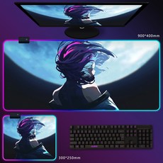 사이버펑크 엣지러너 RGB 발광 마우스 패드 게임 대형 장패드, 700x300mm, 3mm, B, 1개